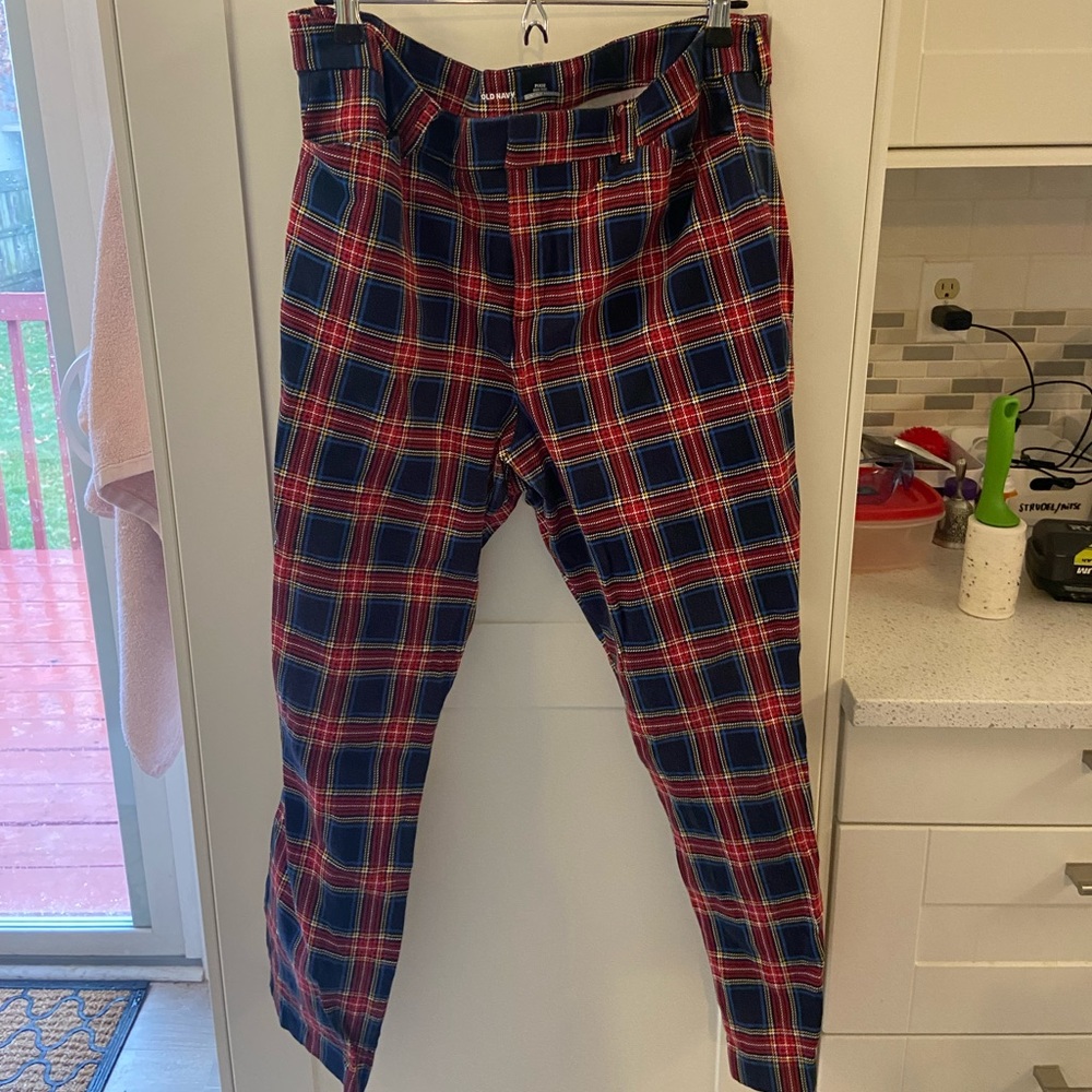Old Navy Pixie High Rise Red & Blue Plaid Dress Pants